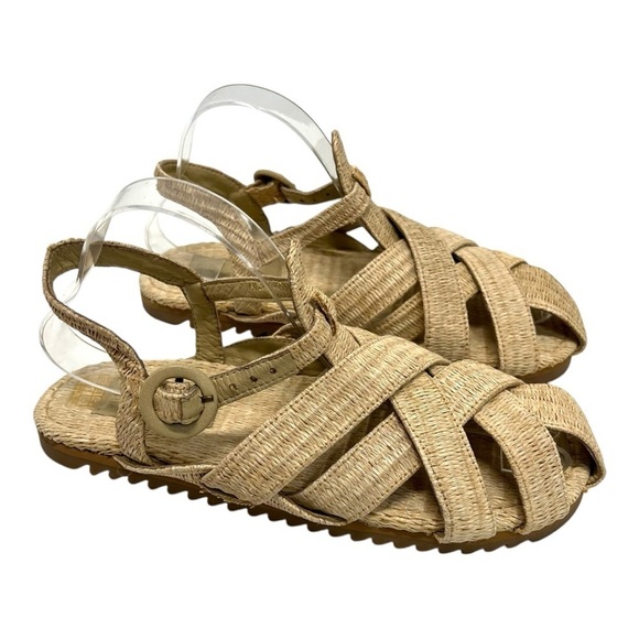 Farm Rio Raffia Zigzag Fisherman Slingback Sandals Women’s 39.5 - Picture 2 of 15